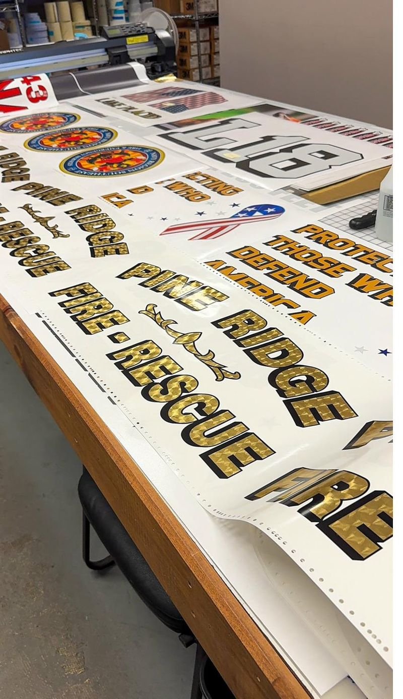 Custom fire truck graphics production